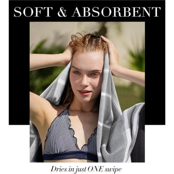 Oversized Quick Dry Beach Towel Sand Free XL Swim Pool Travel Blanket - Picture 4 of 6